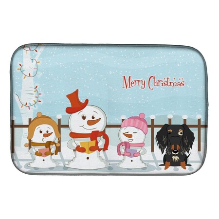 Carolines Treasures Merry Christmas Carolers Wire Haired Dachshund Dapple Dish Drying Mat BB2459DDM